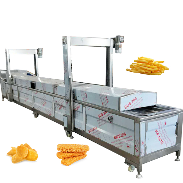 Automatic Potato Finger Chips Deep Fryer Continuous Conveyor Belt Dough Falafel Frying Machine